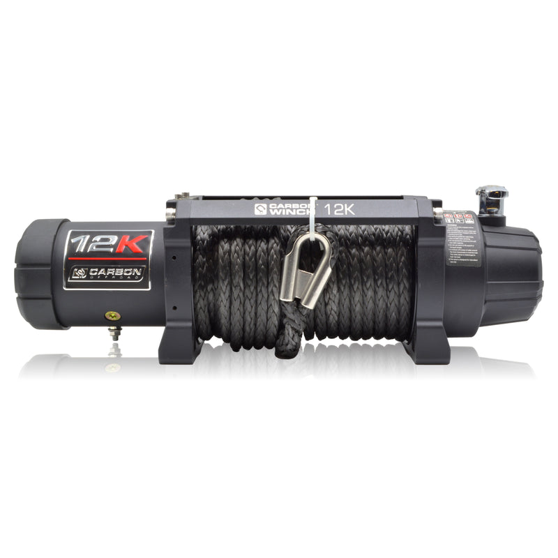 Load image into Gallery viewer, Carbon 12K 12000lb Electric Winch With Black Rope &amp; Red Hook VER. 3 - CW-12KV3R 3
