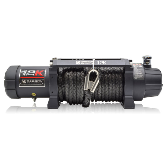 Carbon 12K 12000lb Electric Winch With Black Rope & Hook VER. 3