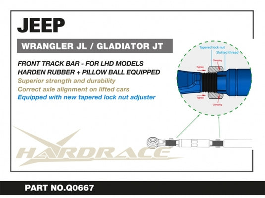 JEEP WRANGLER '18- JL/ GLADIATOR '19- JT V2 FRONT ADJUSTABLE TRACK BAR LIFT 0-4" - Q0667 3