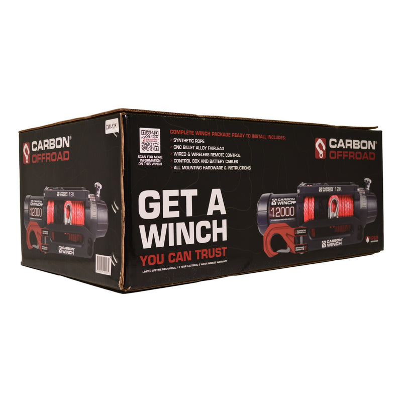 Load image into Gallery viewer, 24 VOLT Carbon 12K 12000lb Electric winch with synthetic rope - CW-12K_24V 6
