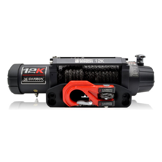 Carbon 12K 12000lb Electric Winch With Black Rope & Red Hook VER. 3 - CW-12KV3R 2
