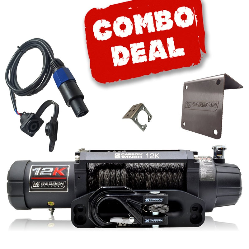 Load image into Gallery viewer, Carbon 12K V.3 12000lb Winch Black Hook Installers Combo Deal - CW-12KV3-COMBO1 2
