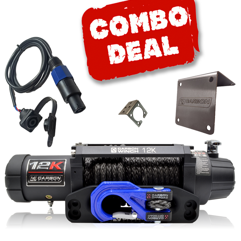 Load image into Gallery viewer, Carbon 12K V.3 12000lb Winch Blue Hook Installers Combo Deal - CW-12KV3B-COMBO1 2
