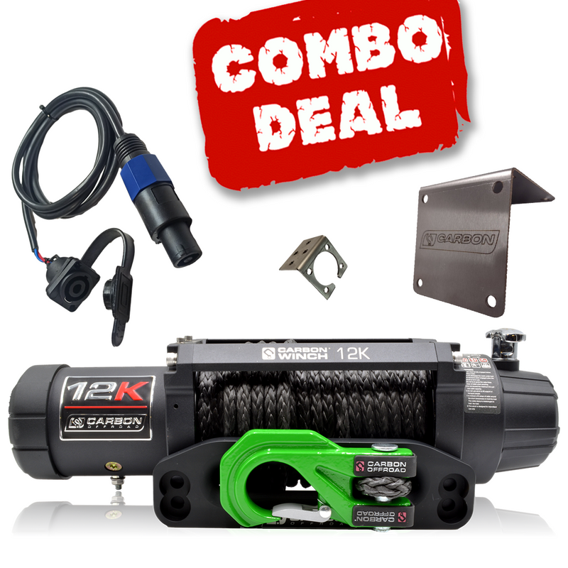 Load image into Gallery viewer, Carbon 12K V.3 12000lb Winch Green Hook Installers Combo Deal - CW-12KV3G-COMBO1 2
