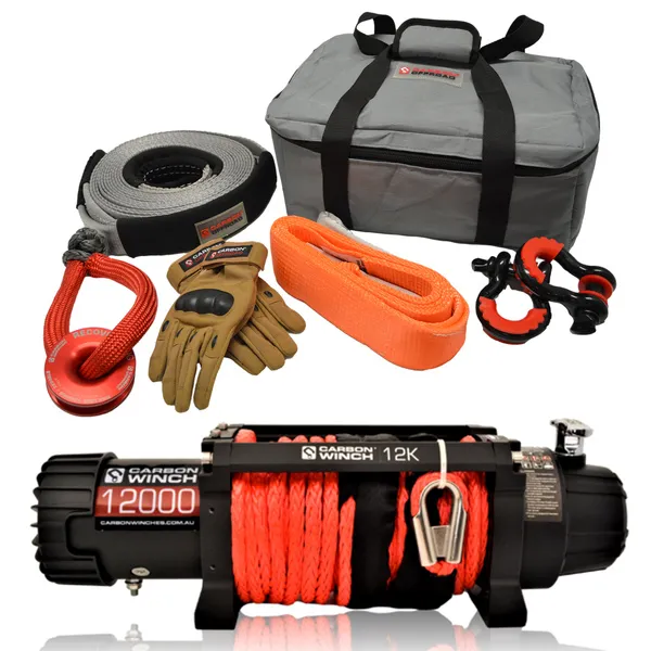 Load image into Gallery viewer, Carbon Scout Pro 12K Winch and Recovery Kit Combo - CW-XD12-COMBO7 11
