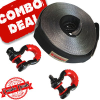 Thumbnail for Carbon 20m 8T Winch Extension Strap and 2 x Bow Shackle Combo Deal - CW-COMBO-8TWES-SHAK45 2