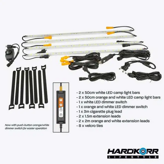 HARDKORR LIFESTYLE 4 BAR ORANGE/WHITE LED CAMPING LIGHT KIT - HKLSCAMP4 6
