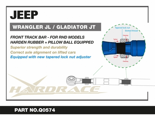 JEEP WRANGLER JL '18-/ GLADIATOR JT '19- FRONT TRACK BAR LIFT 0-4.5" RHD - Q0574 9
