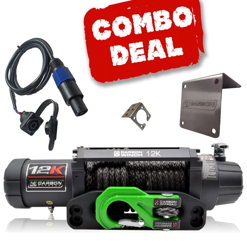 Load image into Gallery viewer, Carbon 12K V.3 12000lb Winch Green Hook Installers Combo Deal - CW-12KV3G-COMBO1 1
