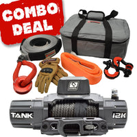 Thumbnail for Carbon Tank 12000lb 4x4 Winch Kit IP68 12V and Recovery Combo Deal - CW-TK12-COMBO2 1