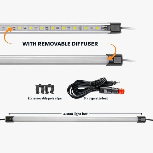2 Bar Orange/White LED Camping Light Kit With Diffusers