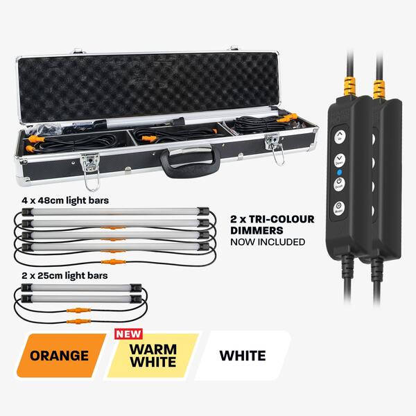Load image into Gallery viewer, HARDKORR 6 BAR TRI-COLOUR LED CAMP LIGHT KIT - CAMPKITOW6D 1
